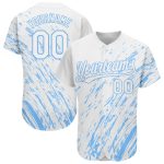 Custom 3D Pattern Baseball Jersey Light Blue White Design Authentic Custom White Light Blue 3D Pattern Design Authentic Baseball