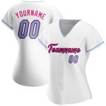 Custom Baseball Jersey in White, Light Blue, Black, and Hot Pink - Authentic Design Custom White Light Blue Black-Hot Pink - Image 2