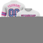 Custom Performance T-Shirt Long Sleeve - White, Light Blue, Black, Pink Custom White Light Blue Black-Pink Long Sleeve Performance