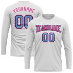 Custom Performance T-Shirt Long Sleeve - White, Light Blue, Black, Pink Custom White Light Blue Black-Pink Long Sleeve Performance - Image 2