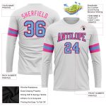 Custom Performance T-Shirt Long Sleeve - White, Light Blue, Black, Pink Custom White Light Blue Black-Pink Long Sleeve Performance - Image 3
