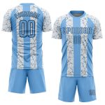 Custom Sublimation Soccer Uniform Jersey - Light Blue and Black Color Design Custom White Light Blue-Black Sublimation Soccer - Image 2
