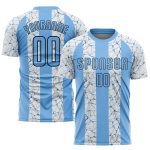 Custom Sublimation Soccer Uniform Jersey - Light Blue and Black Color Design Custom White Light Blue-Black Sublimation Soccer