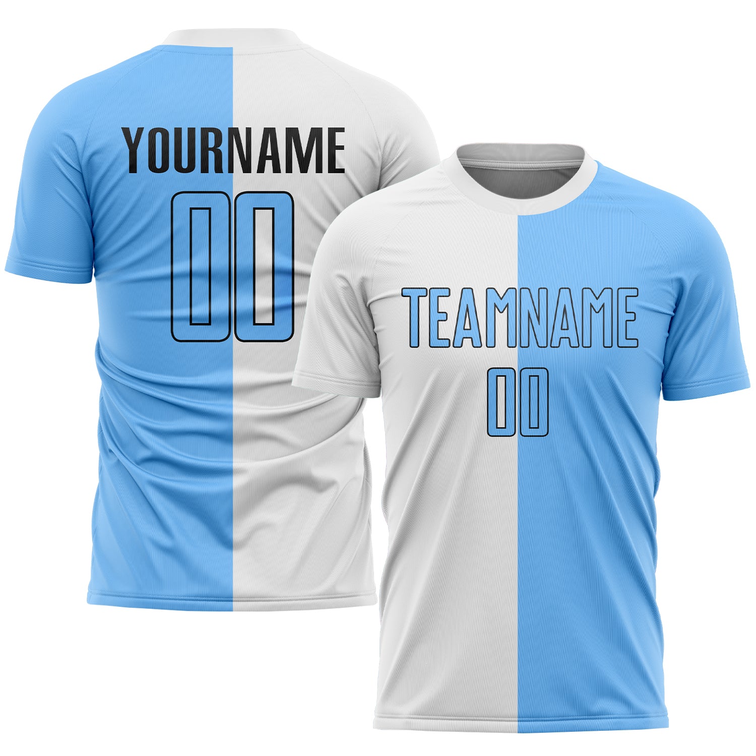 Custom Sublimation Soccer Uniform Jersey - White Light Blue Black Fashion Design Custom White Light Blue-Black Sublimation