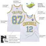 Custom Light Blue Gold Basketball Jersey - Authentic Throwback Design Custom White Light Blue-Gold Authentic Throwback Basketball - Image 2