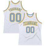 Custom Light Blue Gold Basketball Jersey - Authentic Throwback Design Custom White Light Blue-Gold Authentic Throwback Basketball