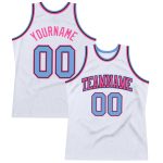 Custom Basketball Jersey White Light Blue Pink Authentic Throwback Custom White Light Blue-Pink Authentic Throwback Basketball