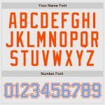 Custom Light Blue Orange Pinstripe Baseball Jersey with Raglan Sleeves - Authentic Design Custom White Light Blue Pinstripe - Image 4