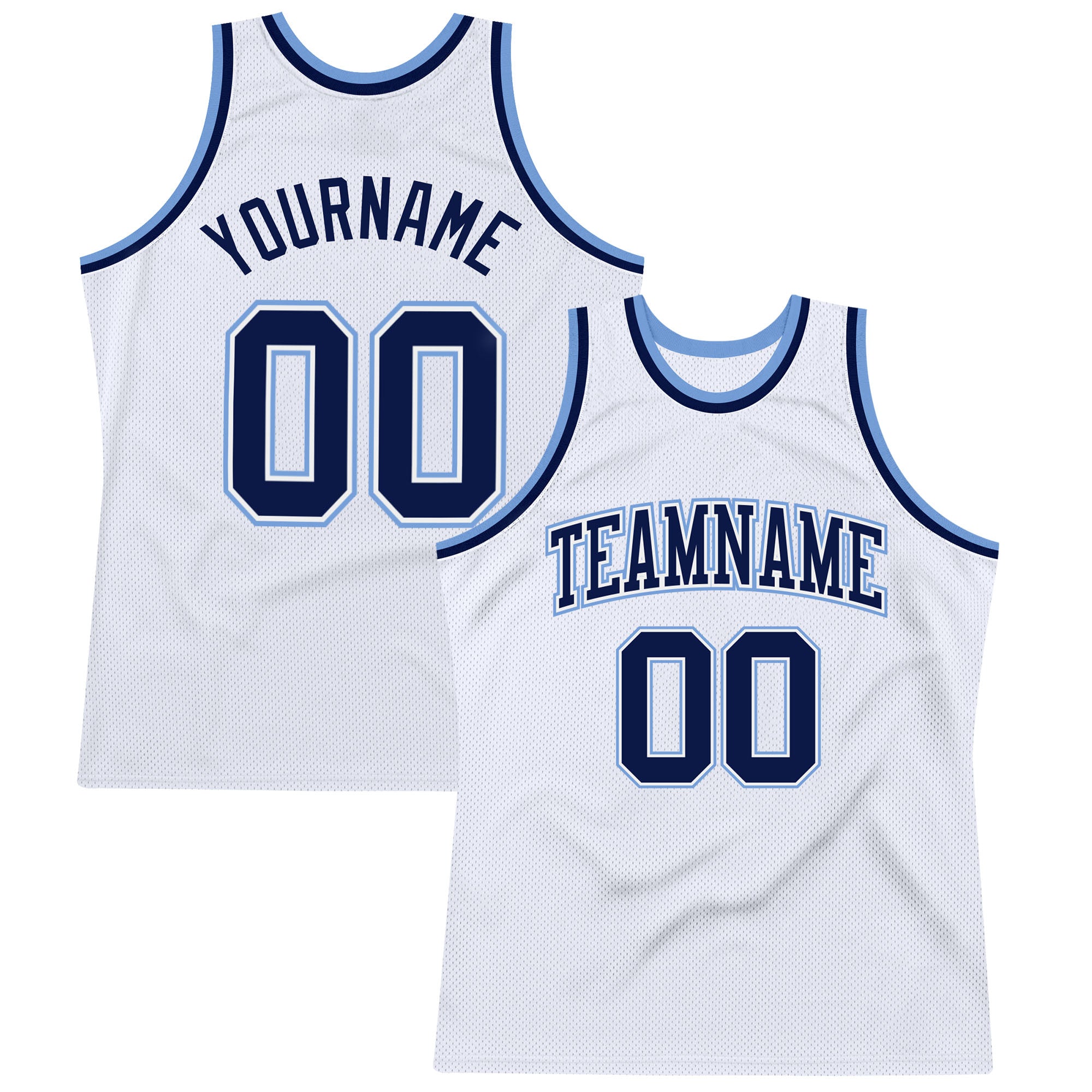 Custom Basketball Jersey Authentic Throwback White Navy-Light Blue Style 3854 Custom White Navy-Light Blue Authentic Throwback