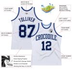 Custom Basketball Jersey Authentic Throwback White Navy-Light Blue Style 3854 Custom White Navy-Light Blue Authentic Throwback - Image 2