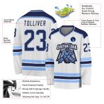 Custom Hockey Jersey - White Navy-Light Blue Design, Personalized Sports Apparel for Teams Custom White Navy-Light Blue Hockey - Image 3