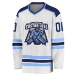 Custom Hockey Jersey - White Navy-Light Blue Design, Personalized Sports Apparel for Teams Custom White Navy-Light Blue Hockey - Image 2