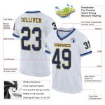 Custom White Navy Light Blue Mesh Football Jersey - Authentic Throwback Style Custom White Navy-Light Blue Mesh Authentic - Image 2
