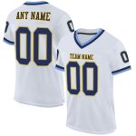 Custom White Navy Light Blue Mesh Football Jersey - Authentic Throwback Style Custom White Navy-Light Blue Mesh Authentic