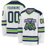 Custom Navy Neon Green Hockey Jersey - Personalized Sports Apparel Custom White Navy-Neon Green Hockey Jersey
