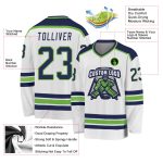 Custom Navy Neon Green Hockey Jersey - Personalized Sports Apparel Custom White Navy-Neon Green Hockey Jersey - Image 3