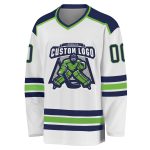 Custom Navy Neon Green Hockey Jersey - Personalized Sports Apparel Custom White Navy-Neon Green Hockey Jersey - Image 2