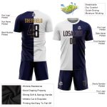 Custom Sublimation Soccer Jersey - White Navy Old Gold Fashion Split Uniform Custom White Navy-Old Gold Sublimation Split - Image 3