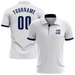 Custom Performance Golf Polo Shirt in White and Navy for Men Custom White Navy Performance Golf Polo Shirt