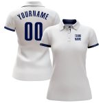 Custom Performance Golf Polo Shirt in White and Navy for Men Custom White Navy Performance Golf Polo Shirt - Image 2