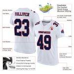 Custom Authentic Football Jersey - White Navy Red Mesh Design Custom White Navy-Red Mesh Authentic Football Jersey - Image 2