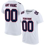 Custom Authentic Football Jersey - White Navy Red Mesh Design Custom White Navy-Red Mesh Authentic Football Jersey