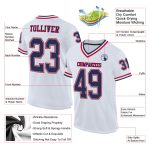 Custom Navy Red Mesh Throwback Football Jersey - Authentic Style 7004 Custom White Navy-Red Mesh Authentic Throwback Football - Image 2
