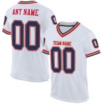 Custom Football Jersey - Authentic Mesh in White Navy Red, Throwback Style Custom White Navy-Red Mesh Authentic Throwback