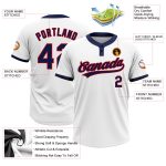 Custom Softball Jersey Unisex Two-Button White Navy-Red Design Custom White Navy-Red Two-Button Unisex Softball Jersey - Image 3