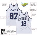 Custom Basketball Jersey - Authentic Throwback in White, Navy, and Silver Gray Custom White Navy-Silver Gray Authentic Throwback - Image 2
