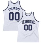 Custom Basketball Jersey - Authentic Throwback in White, Navy, and Silver Gray Custom White Navy-Silver Gray Authentic Throwback