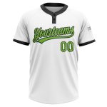 Custom Neon Green and Black Unisex Softball Jersey - Two-Button Design, Soft Fabric, Perfect for Team Wear Custom White Neon - Image 2