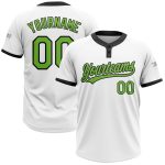 Custom Neon Green and Black Unisex Softball Jersey - Two-Button Design, Soft Fabric, Perfect for Team Wear Custom White Neon