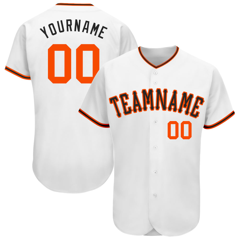 Custom Baseball Jersey - Authentic White Orange and Black Design, Perfect for Fans and Players Custom White Orange-Black