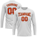 Custom Performance Long Sleeve T-Shirt in White, Orange, and Black Custom White Orange-Black Long Sleeve Performance T-Shirt - Image 2