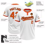 Custom Unisex Two-Button Softball Jersey in White, Orange, and Black Custom White Orange-Black Two-Button Unisex Softball - Image 3