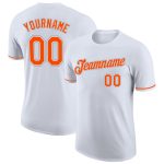 Custom Performance T-Shirt in White, Orange, Gray - Ideal for Sports and Casual Wear Custom White Orange-Gray Performance
