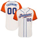 Custom Orange Pinstripe Baseball Jersey - Royal-Orange Authentic Raglan Sleeves Custom White Orange Pinstripe Royal-Orange