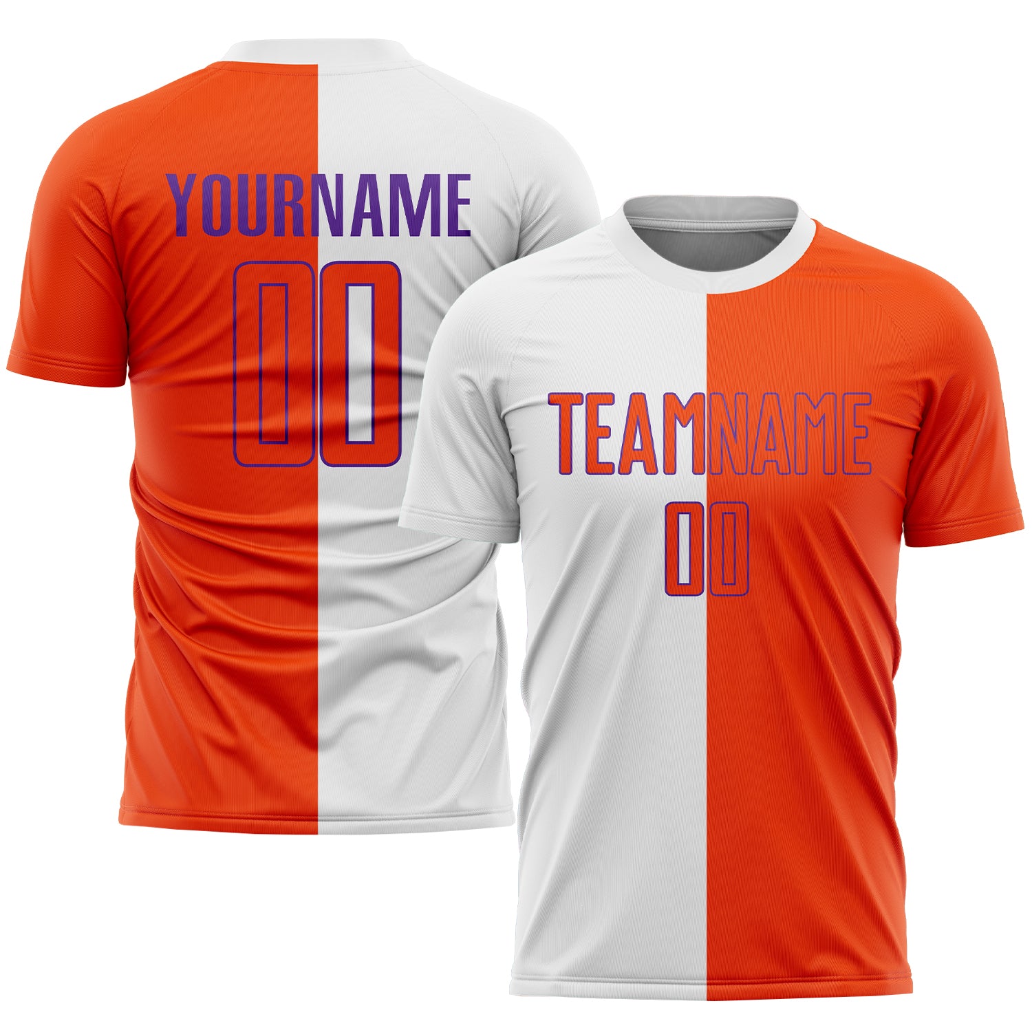 Custom White Orange-Purple Sublimation Split Fashion Soccer Uniform Jersey Custom Sublimation Soccer Jersey - White Orange Purple Split Fashion Uniform Custom White Orange-Purple Sublimation Split - Image 1