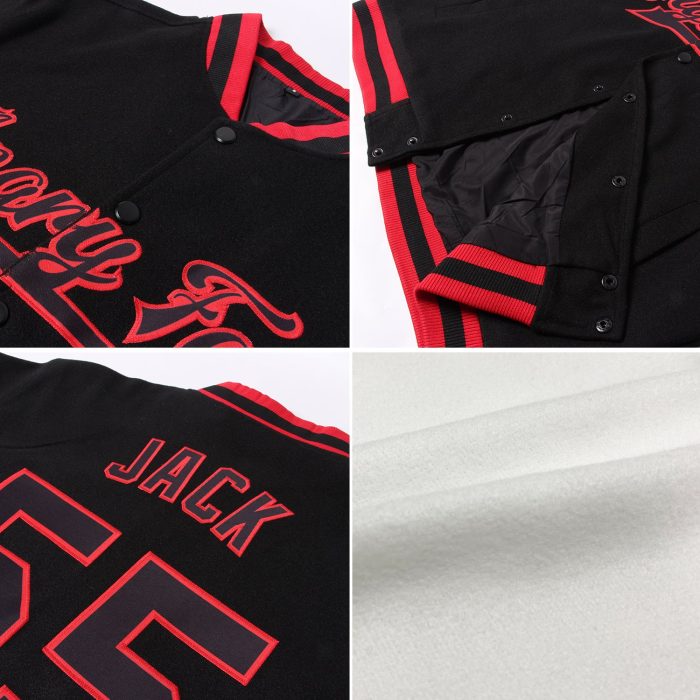Custom Varsity Letterman Jacket White Pink Black Light Blue Full-Snap Bomber Custom White Pink Black-Light Blue Bomber Full-Snap - Image 2