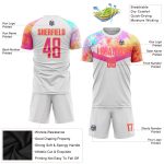Custom Sublimation Soccer Jersey - Pink and Gold Design, Unique Sports Uniform Custom White Pink-Gold Sublimation Soccer - Image 3