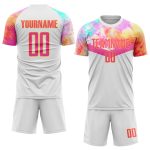 Custom Sublimation Soccer Jersey - Pink and Gold Design, Unique Sports Uniform Custom White Pink-Gold Sublimation Soccer - Image 2