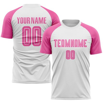 Custom Soccer Uniform Jersey - White Pink Sublimation Design for Teams Custom White Pink Sublimation Soccer Uniform Jersey