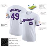 Custom Performance T-Shirt in White Purple and Black Colors Custom White Purple-Black Performance T-Shirt - Image 2