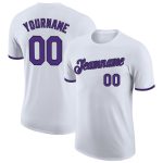 Custom Performance T-Shirt in White Purple and Black Colors Custom White Purple-Black Performance T-Shirt