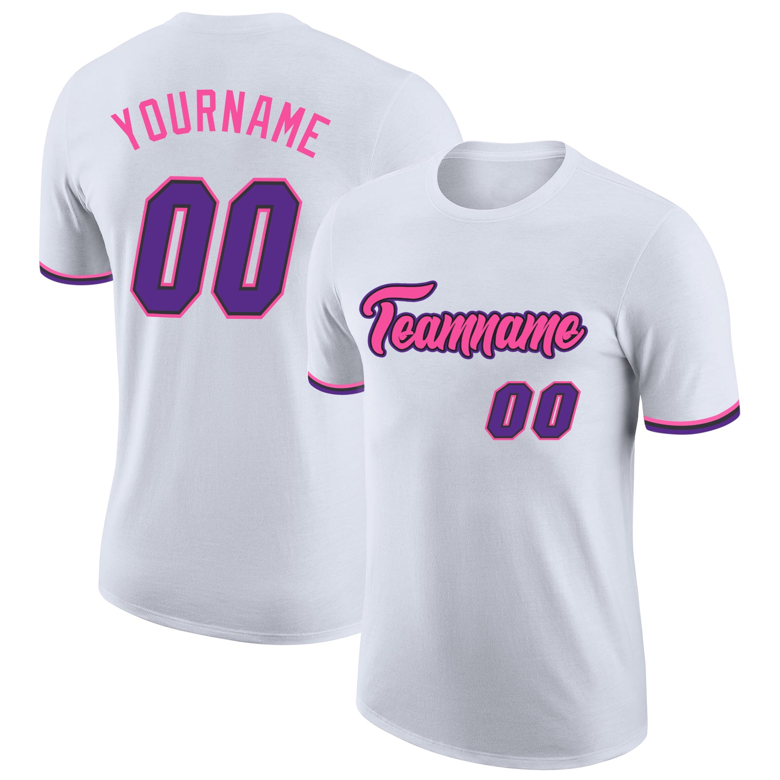 Custom Performance T-Shirt in White Purple Black Pink for Active Wear Custom White Purple Black-Pink Performance T-Shirt
