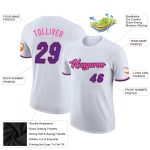 Custom Performance T-Shirt in White Purple Black Pink for Active Wear Custom White Purple Black-Pink Performance T-Shirt - Image 2