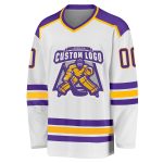 Purple Gold Custom Hockey Jersey - Personalized White Team Jersey Custom White Purple-Gold Hockey Jersey - Image 2