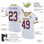 Custom Throwback Football Jersey White Purple Gold Mesh Authentic Custom White Purple-Gold Mesh Authentic Throwback Football - Image 2