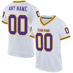 Custom Throwback Football Jersey White Purple Gold Mesh Authentic Custom White Purple-Gold Mesh Authentic Throwback Football